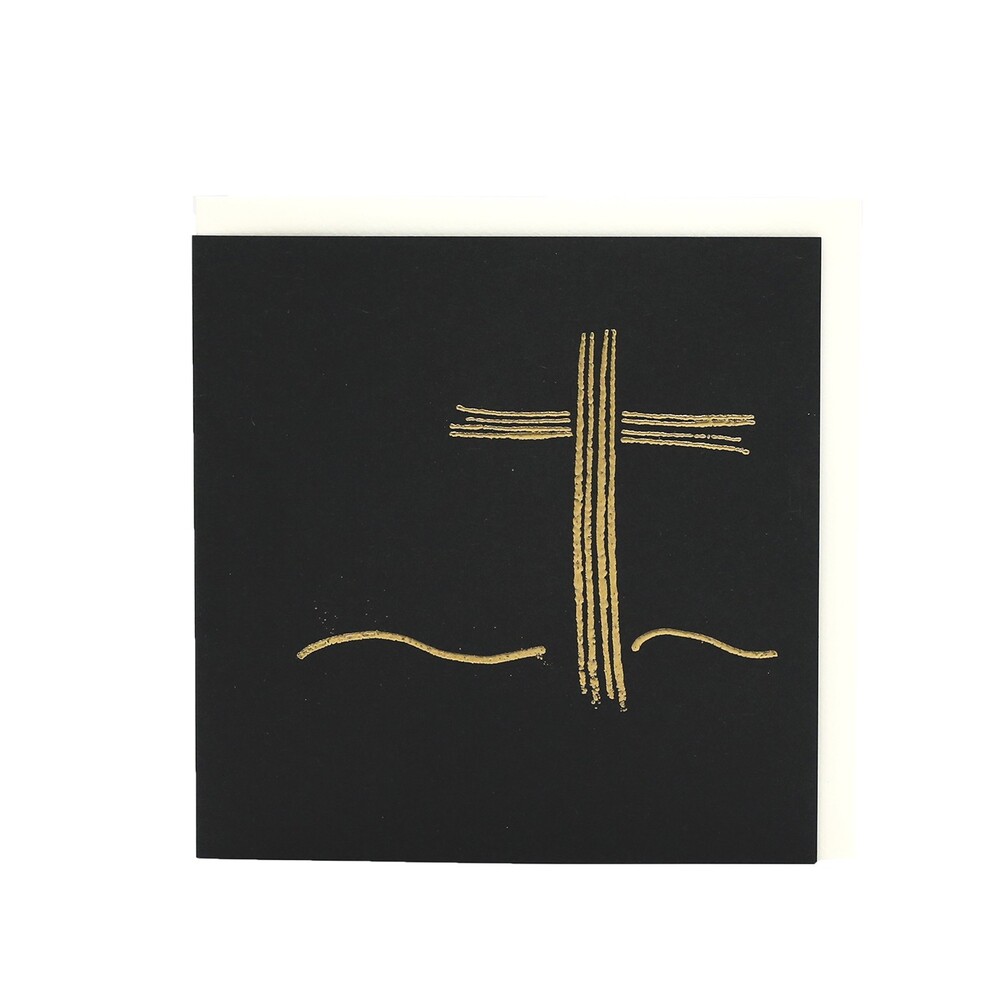 Trauerkarte Kreuz in Gold