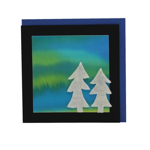 Handgemachte Faltkarte Nordlicht