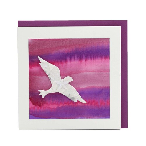 Handgemachte Faltkarte Möve