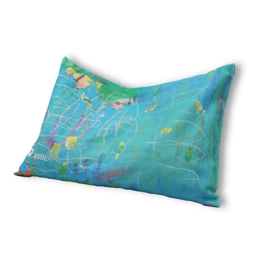 Kirschsteinkissen in blau-grün