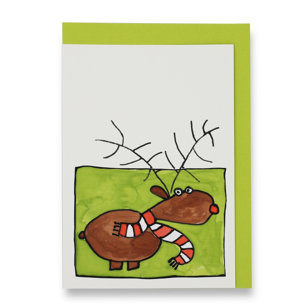 Handgemachte Faltkarte Rentiert