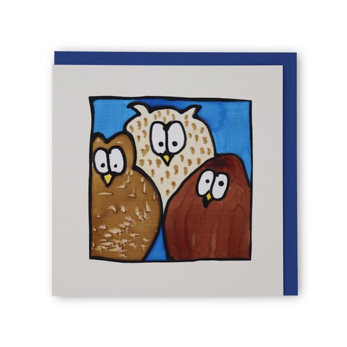 Handgemachte Faltkarte Eule