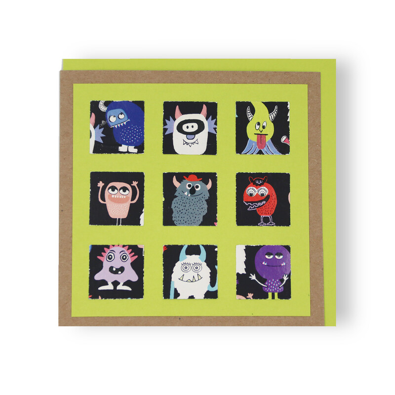 Handgemachte Faltkarte Monster