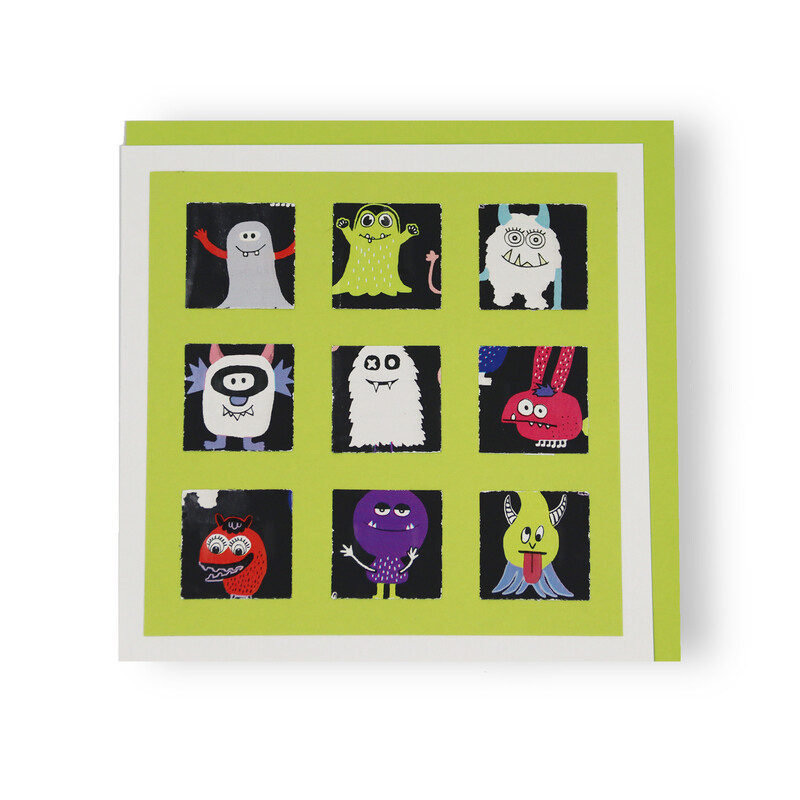 Handgemachte Faltkarte Monster